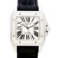 カルティエスーパーコピー Cartier サントス100 MM レディース W20106X8 SS 黒皮 ホワイト