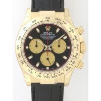 ロレックスコピー ROLEX デイトナ 116518 黒皮 黒／金目 自動巻