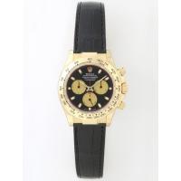 ロレックスコピー ROLEX デイトナ 116518 黒皮 黒／金目 自動巻