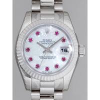 ロレックススーパーコピー ROLEX パーペチュアル デイトジャスト レディース 179179NGR 10Pルビー ホワイトシェル