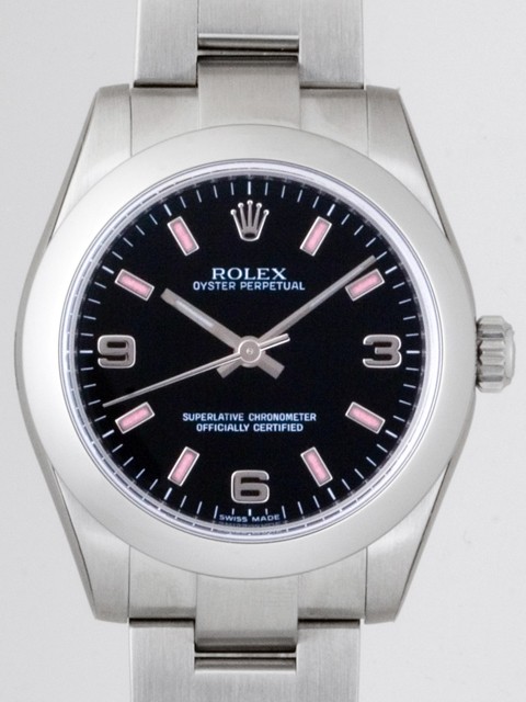 ロレックススーパーコピー ROLEX パーペチュアル ボーイズ 177200 ブラック3 6 9ピンクバー