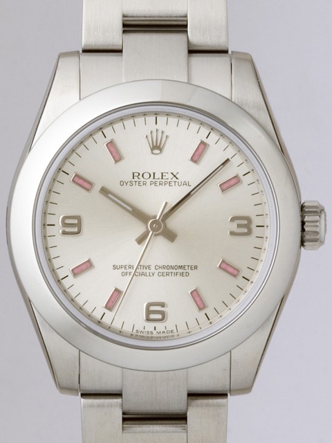 ロレックススーパーコピー ROLEX パーペチュアル ボーイズ 177200 シルバー3 6 9ピンクバー
