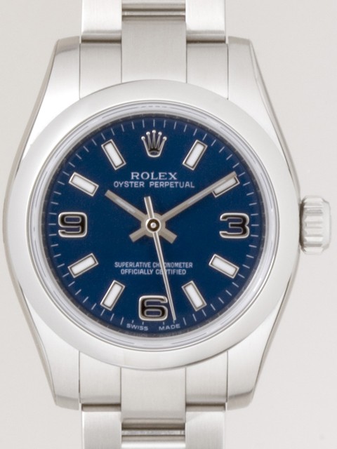 ロレックススーパーコピー ROLEX パーペチュアル レディース 176200 ブルー ホワイトバー