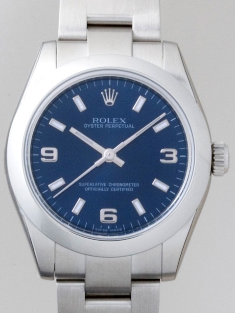 ロレックススーパーコピー ROLEX パーペチュアル ボーイズ 177200 ブルー ホワイトバー