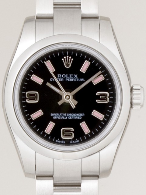 ロレックススーパーコピー ROLEX パーペチュアル レディース 176200 ブラック3 6 9ピンクバー
