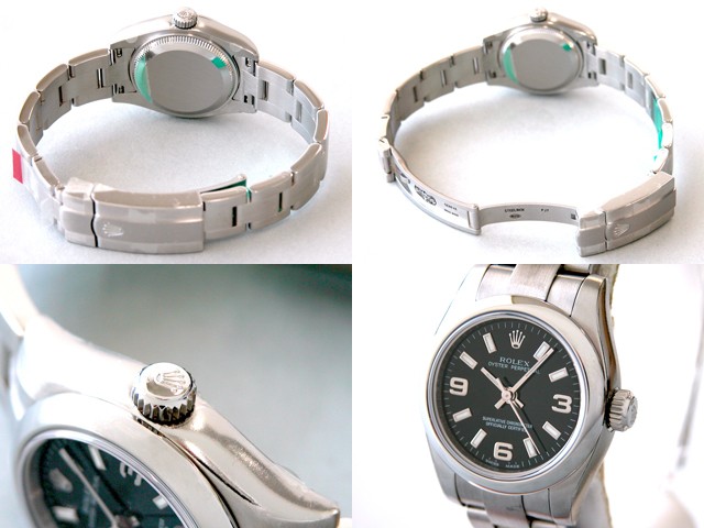 ロレックススーパーコピー ROLEX パーペチュアル レディース 176200 ブラック3 6 9ホワイトバー