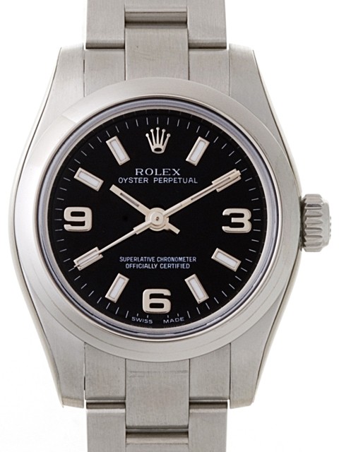 ロレックススーパーコピー ROLEX パーペチュアル レディース 176200 ブラック3 6 9ホワイトバー