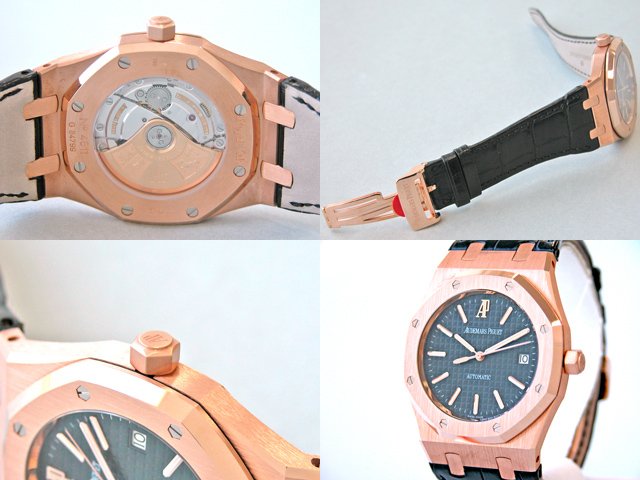 オーデマ･ピゲスーパーコピー AUDEMARS PIGUET ロイヤルオーク 15300OR.OO.D002CR.01 PG/ブラック皮ベルト ブラック