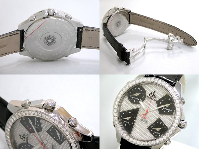 ジェイコブスーパーコピー JACOB&Co ファイブタイムゾーン JC-83BKD 1重ベゼルダイヤ 47mm 全面ダイヤ