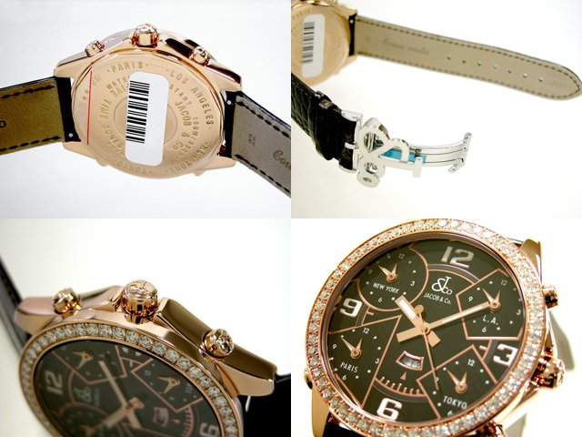 ジェイコブスーパーコピー JACOB&Co ファイブタイムゾーン JC-9RGD 1重ベゼルダイヤ 47mm ブラック