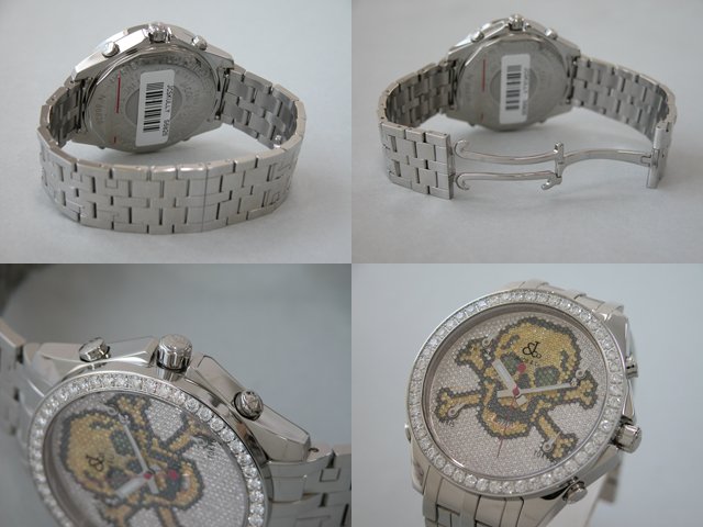 ジェイコブスーパーコピー ファイブタイムゾーン JC-SKULLY 1重ベゼルダイヤ 47mm LINKYブレスセッティング 全面ダイヤ