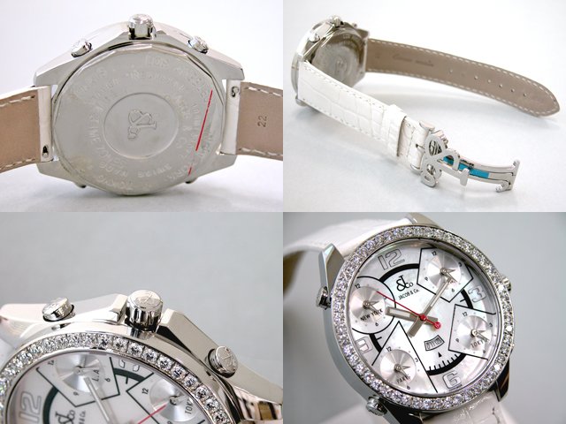 ジェイコブスーパーコピー ファイブタイムゾーン JC-14D ベゼルダイヤ 47mm ホワイトシェル
