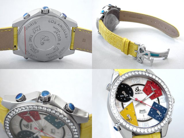 ジェイコブスーパーコピー ファイブタイムゾーン JC-1D ベゼルダイヤ 47mm ギョーシェシルバー 旧文字盤