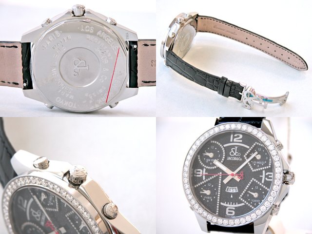 ジェイコブスーパーコピー ファイブタイムゾーン JC-29 DAD ベゼルダイヤ 47mm ブラックストーン