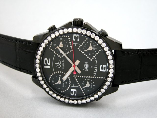 ジェイコブスーパーコピー ァイブタイムゾーン JC-2BC DAD ベゼルダイヤ 47mm ブラック