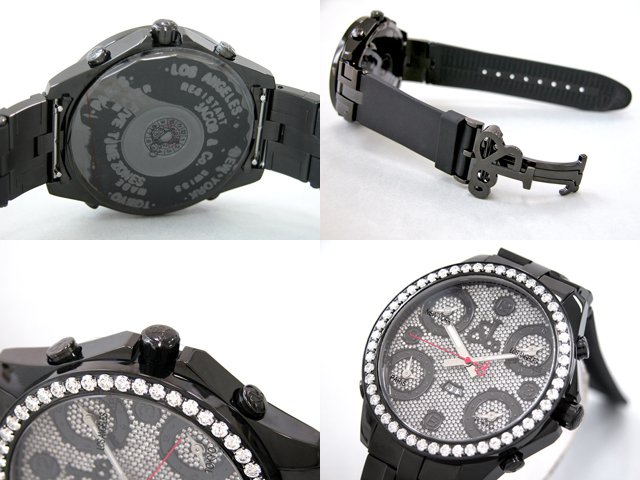 ジェイコブスーパーコピー ファイブタイムゾーン JC-30BKD-RBK ベゼルダイヤ 47mm ラバー 全面ダイヤ
