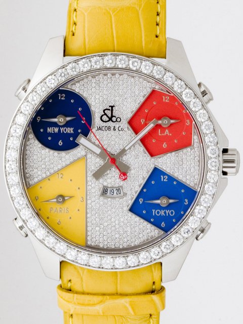 ジェイコブスーパーコピー JACOB&Co ファイブタイムゾーン JC-45D 1重ベゼルダイヤ 47mm 全面ダイヤ