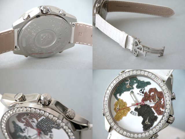 ジェイコブスーパーコピー ファイブタイムゾーン ワールドマップ JC-47SGRD 1重ベゼルダイヤ 47mm ホワイト・ダイヤ入り