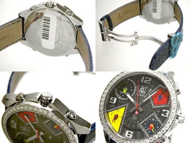 ジェイコブスーパーコピー ファイブタイムゾーン JC-58DAD 1重ベゼルダイヤ 47mm 濃グレー