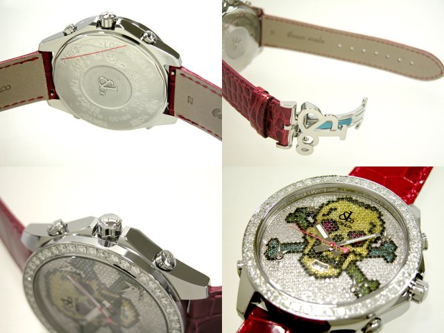 ジェイコブスーパーコピー ファイブタイムゾーン JC-SKULL1 1重ベゼルダイヤ 47mm 全面ダイヤ