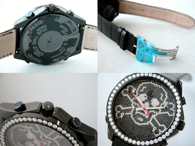 ジェイコブスーパーコピー ファイブタイムゾーン JC-SKULL11BC 1重ベゼルダイヤ 47mm 全面ダイヤ