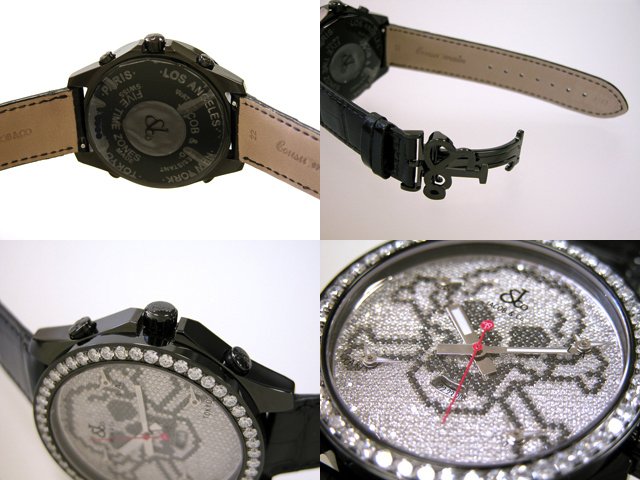 ジェイコブスーパーコピー ファイブタイムゾーン JC-SKULLD BCD ベゼルダイヤ 47mm 全面ダイヤ