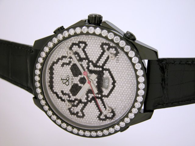 ジェイコブスーパーコピー ファイブタイムゾーン JC-SKULLD BCD ベゼルダイヤ 47mm 全面ダイヤ
