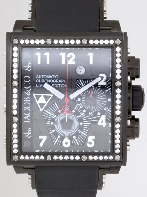 ジェイコブスーパーコピー エピックI クロノグラフ JC-V2Q9 1重ベゼルダイヤ PVD ラバー  ブラックカーボン/ブラック