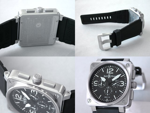 ベル＆ロススーパーコピー BR01-94 BLACK DIAL クロノグラフ BR01-94 ラバーベルト ブラック/ホワイトアラビア