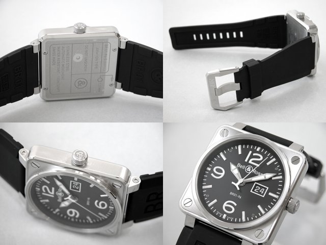 ベル＆ロススーパーコピー BR01-96 BIG DATE BLACK DIAL BR01-96 ラバーベルト ブラック/ホワイトアラビア