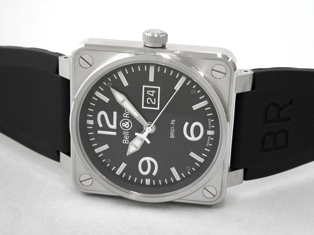 ベル＆ロススーパーコピー BR01-96 BIG DATE BLACK DIAL BR01-96 ラバーベルト ブラック/ホワイトアラビア