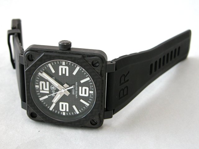 ベル＆ロススーパーコピー BR01-92 CARBON FIBER BR01-92 世界限定500本 ラバーベルト ブラックカーボン/ホワイトアラビア