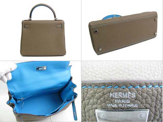 エルメススーパーコピー ケリー28 HERMESB05 エトゥープ×ターコイズブルー