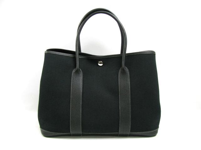 エルメススーパーコピーガーデンパーティPM/ブラック（シルバー金具）/トワルオフィシエ/トートバッグ HERMES-004