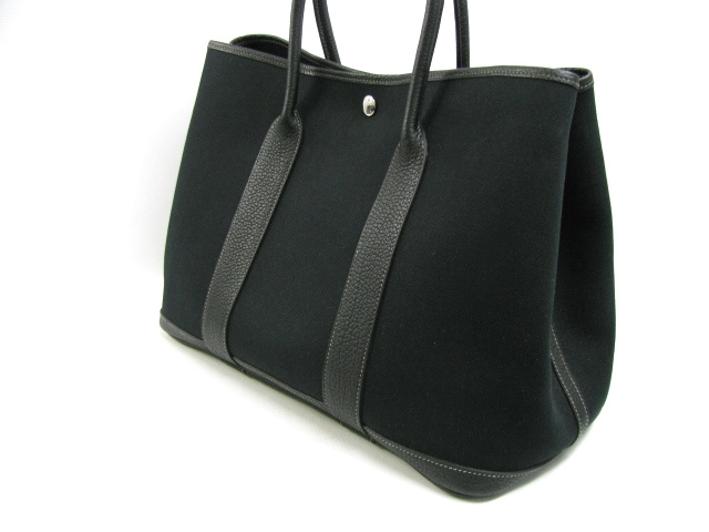 エルメススーパーコピーガーデンパーティPM/ブラック（シルバー金具）/トワルオフィシエ/トートバッグ HERMES-004