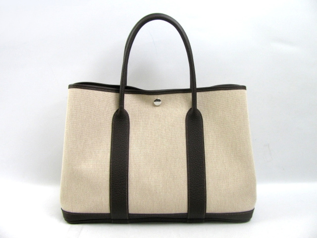 エルメススーパーコピーガーデンパーティPM（トワルアッシュ×レザー/マロン/シルバー金具）HERMES-012