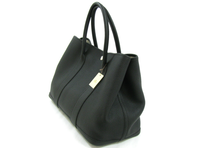 エルメススーパーコピーガーデンパーティPM/トートバッグ（ネゴンダ/ブラック/シルバー金具）HERMES-024