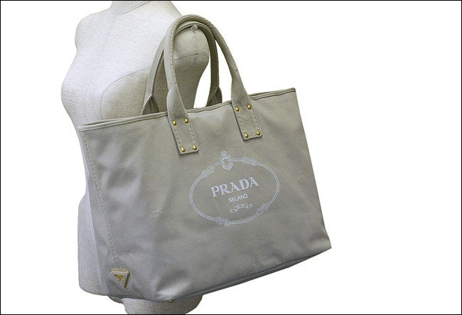 プラダスーパーコピー バッグ PRADA ラージトート デニム ショルダーバッグ ベージュ BN2091