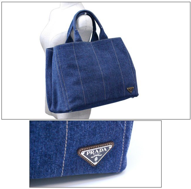 プラダスーパーコピー バッグ PRADA トートバッグ デニム キャンバス CANAPA ブルー VA0904