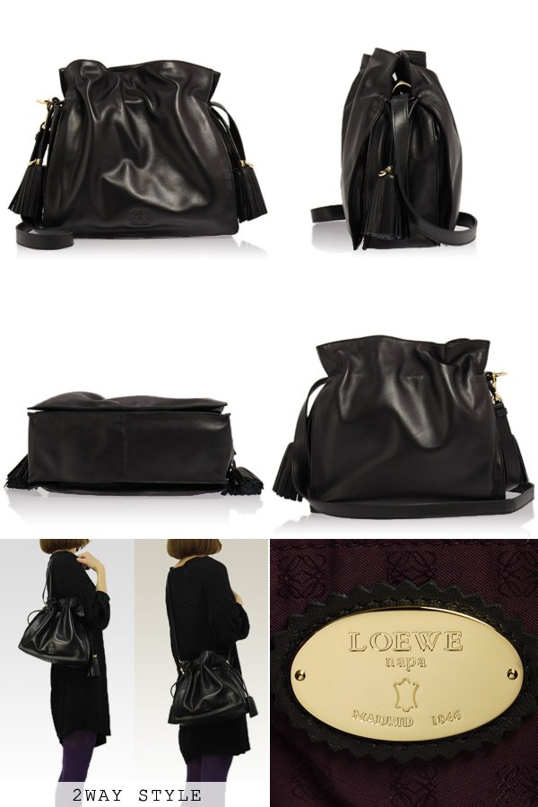 ロエベスーパーコピー FLAMENCO 30 380.82.E16 1100 BLACK 2WAY ショルダー/ハンドバッグ LOEWE NAPA