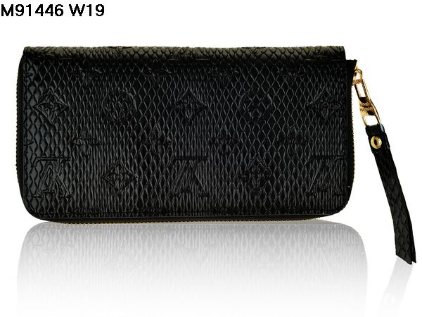 ルイヴィトンスーパーコピー 財布 LOUIS VUITTON ブラック ファスナー二つ折長財布 91446-3