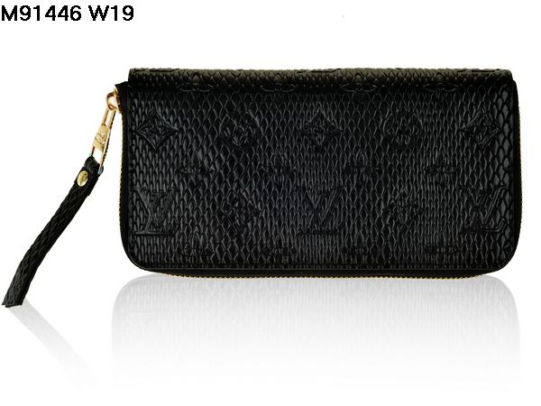 ルイヴィトンスーパーコピー 財布 LOUIS VUITTON ブラック ファスナー二つ折長財布 91446-3
