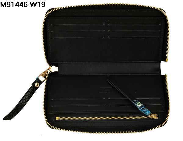 ルイヴィトンスーパーコピー 財布 LOUIS VUITTON ブラック ファスナー二つ折長財布 91446-3