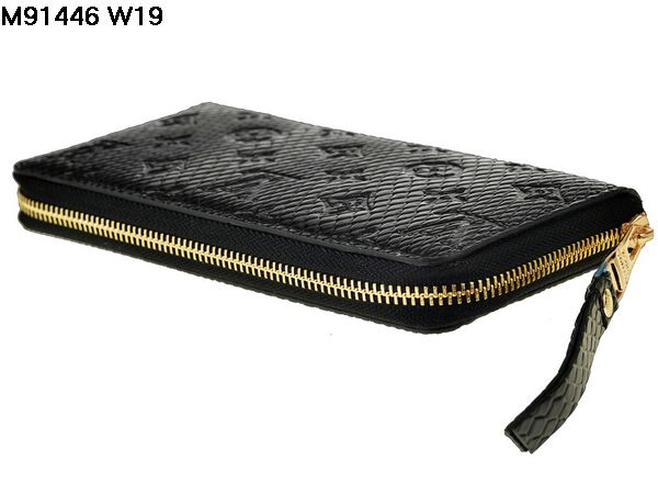 ルイヴィトンスーパーコピー 財布 LOUIS VUITTON ブラック ファスナー二つ折長財布 91446-3