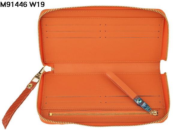2014春夏新作 ルイヴィトンスーパーコピー 財布 LOUIS VUITTON オレンジ ファスナー二つ折長財布 91446-2