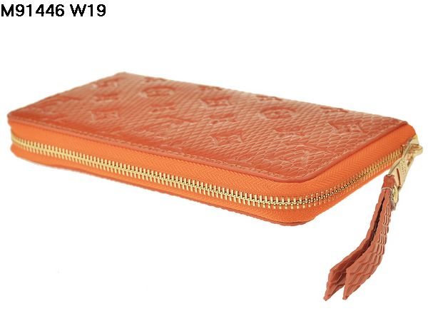 2014春夏新作 ルイヴィトンスーパーコピー 財布 LOUIS VUITTON オレンジ ファスナー二つ折長財布 91446-2
