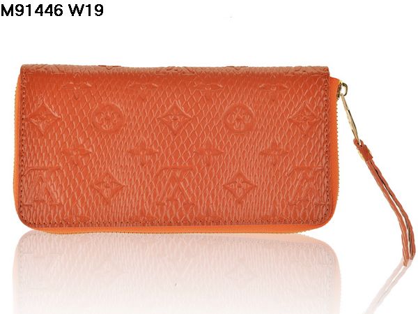 2014春夏新作 ルイヴィトンスーパーコピー 財布 LOUIS VUITTON オレンジ ファスナー二つ折長財布 91446-2