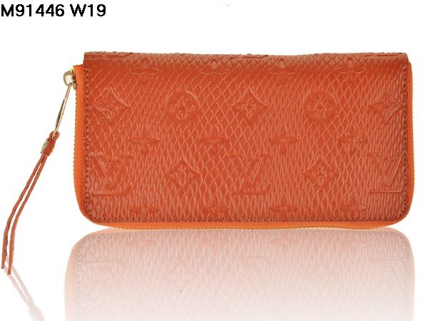 2014春夏新作 ルイヴィトンスーパーコピー 財布 LOUIS VUITTON オレンジ ファスナー二つ折長財布 91446-2