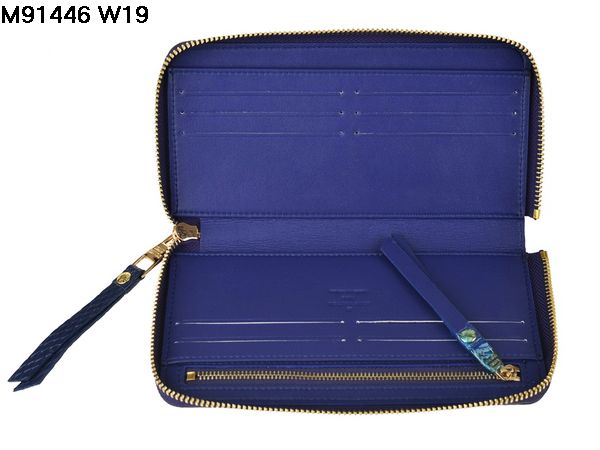 2014春夏新作 ルイヴィトンスーパーコピー 財布 LOUIS VUITTON ブルー ファスナー二つ折長財布 91446-1
