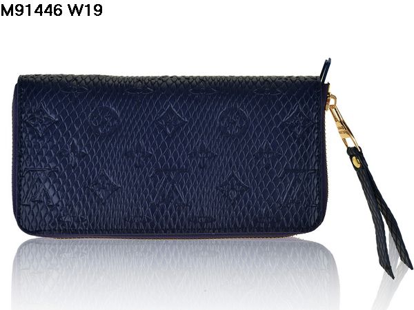 2014春夏新作 ルイヴィトンスーパーコピー 財布 LOUIS VUITTON ブルー ファスナー二つ折長財布 91446-1